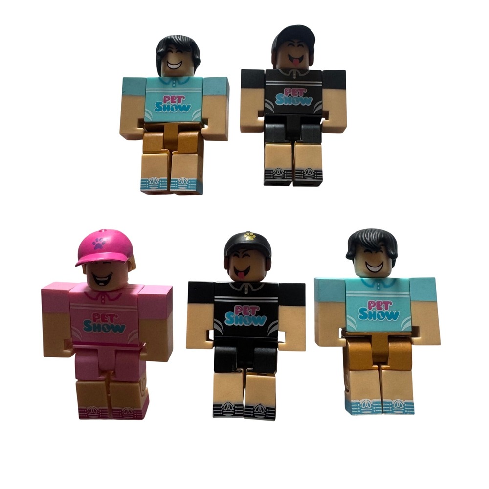 Roblox Pet Show Action Figure Lot 5pc Pink Black Blue Block Figures Toy Set